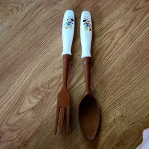 Mickey Mouse Wooden Spoon and Fork Set - USED